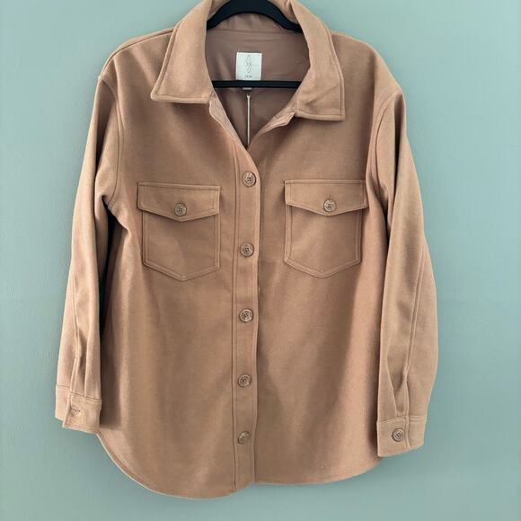 Joie Boyfriend Button Down Brown Shacket NWT - Picture 1 of 5